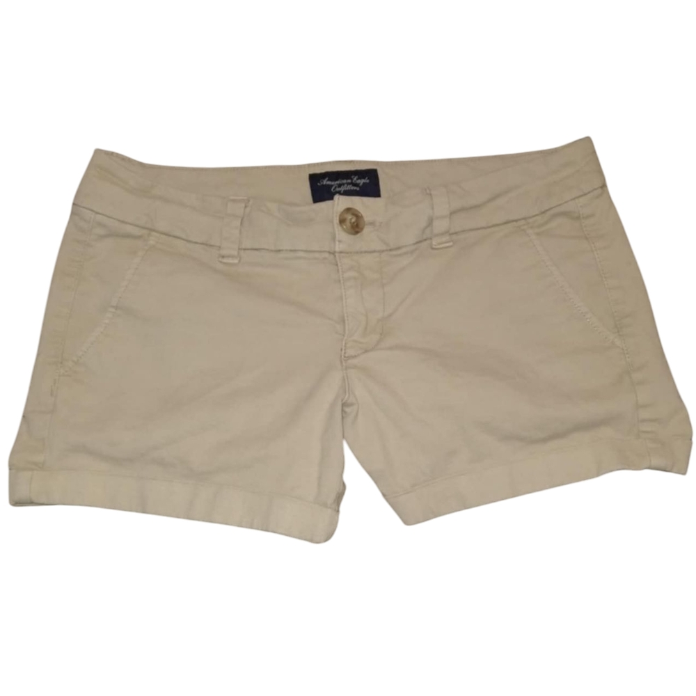 American Eagle Outfitters Low Rise Micro Mini Khaki Shorts Women Size S (4)
